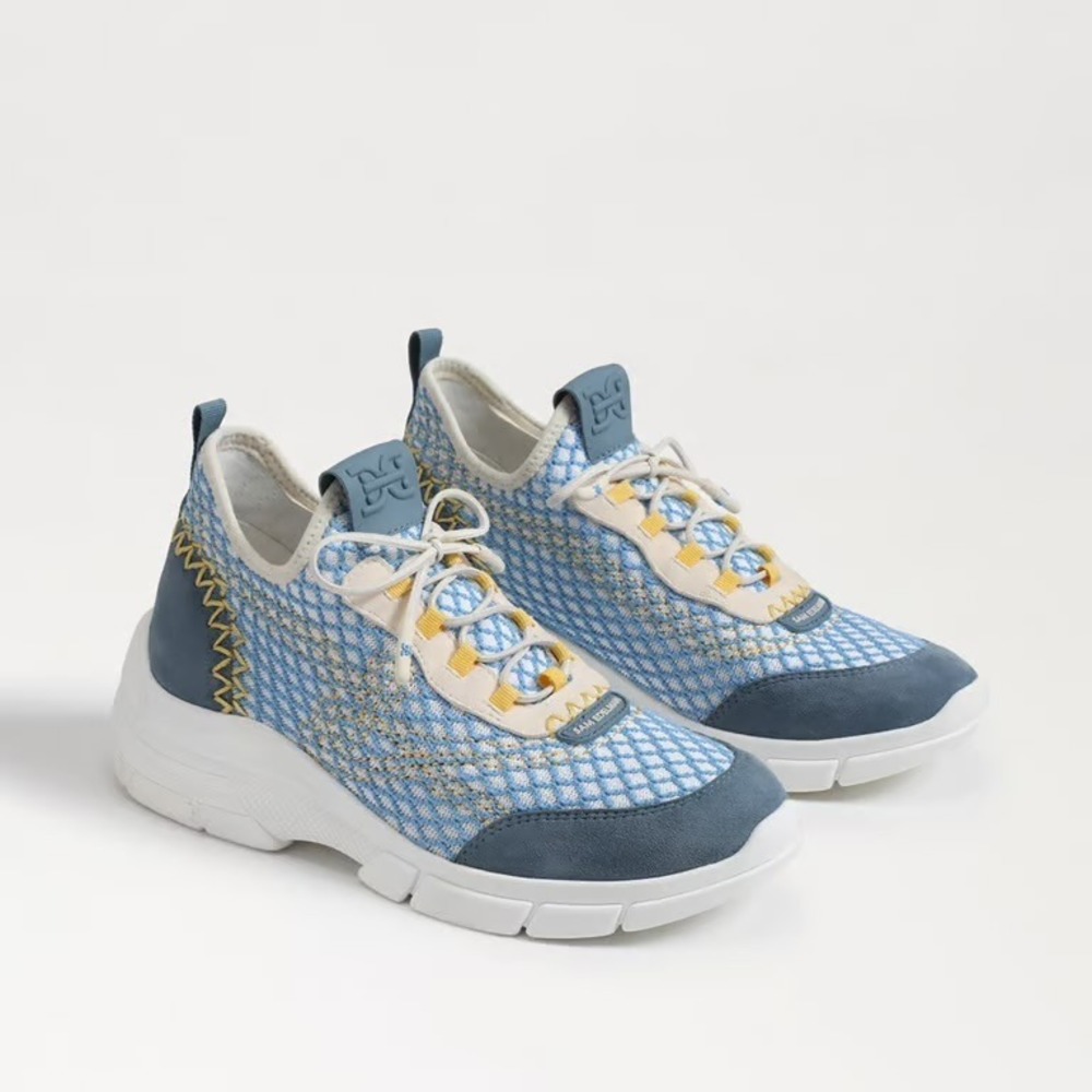 Sam Edelman Chelsie Blue Woven Mesh Leather Sneakers Womens 10